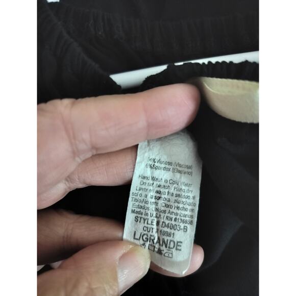 3350) Tua Tua Black Short Flare Sleeves Cinched Waist Jersey Pantsuit Large - Picture 7 of 7